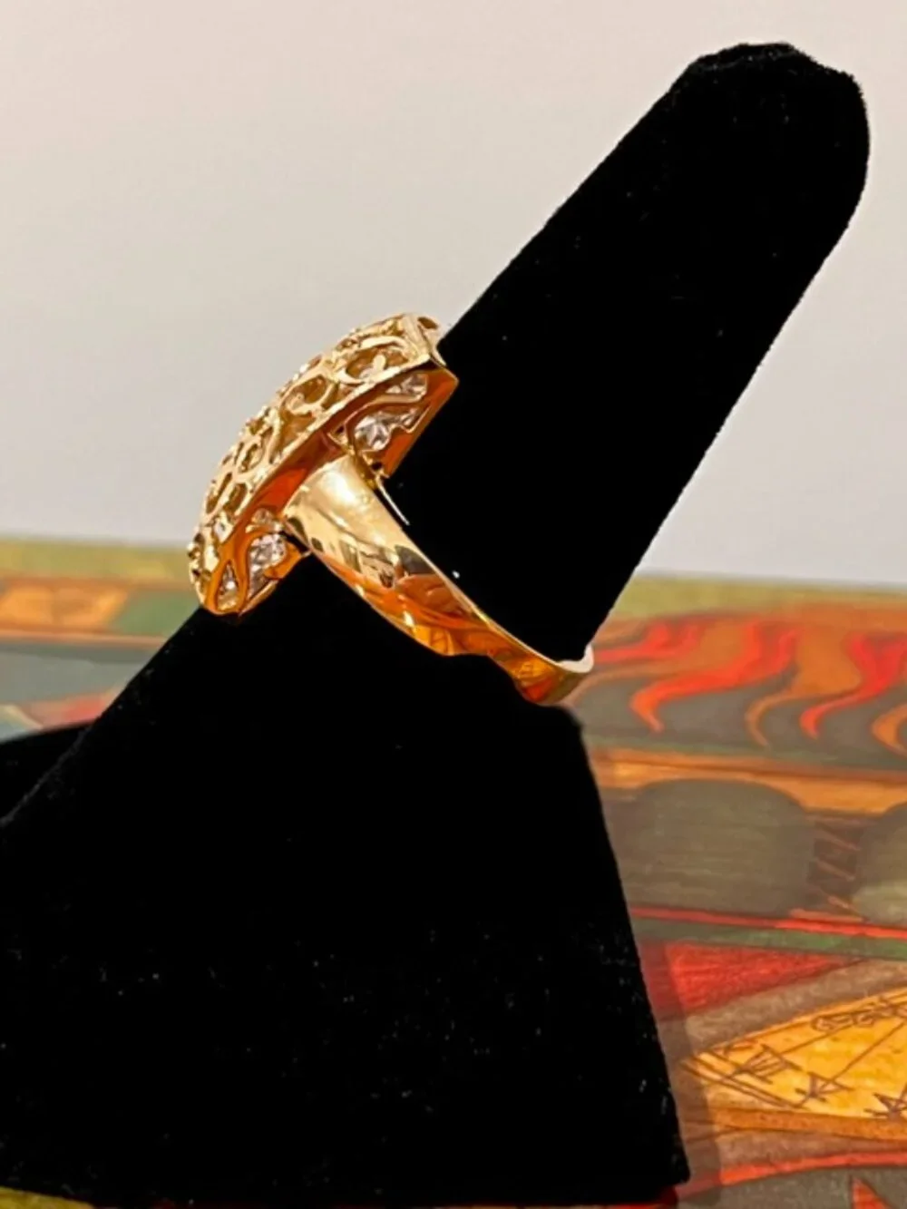 14K Solid Gold Filigree Ring, Size 8
